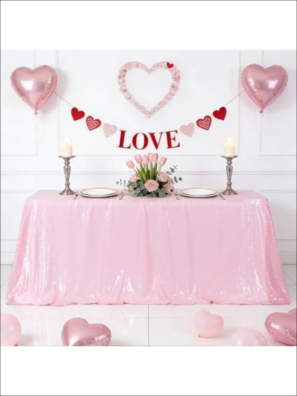 Sequin Tablecloth 60x102 Rectangular for Wedding Reception Party